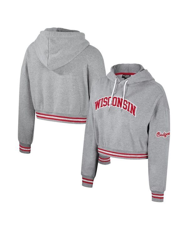 ザワイルドコレクティブ レディース アウター パーカー・スウェット クロップド The Wild Collective Womens Heather Gray Distressed Wisconsin
