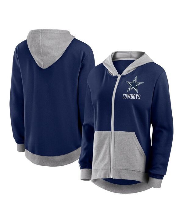 ロゴアスレチック レディース アウター パーカー・スウェット パイル Logo Athletic Womens Navy Dallas Cowboys Hit French Terry FullZip