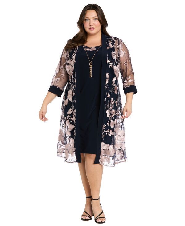 アールアンドエムリチャーズ レディース アウター ジャケット・ブルゾン プラスサイズ R M Richards Plusize Dress Jacket 2Piece Set Navy Pink ネイ
