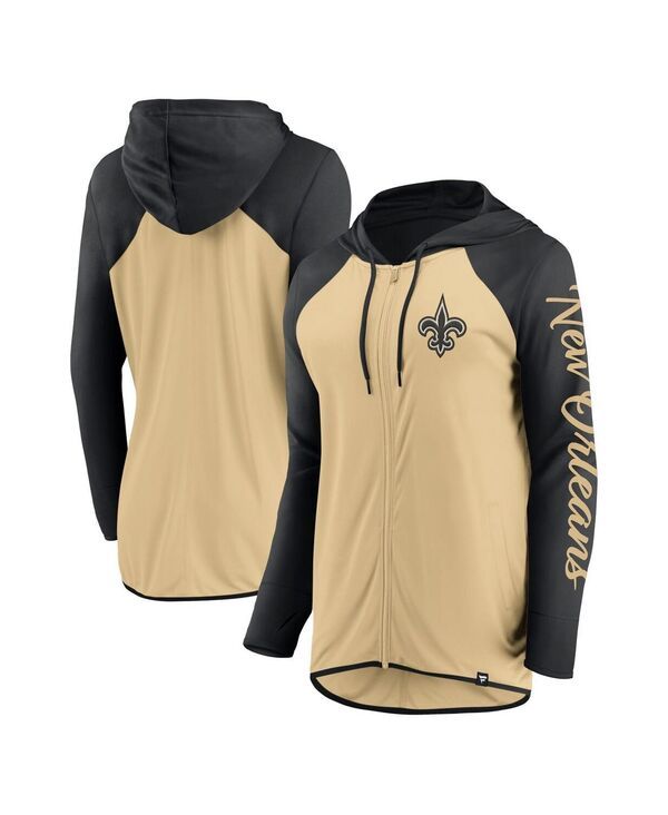 ファナティクス レディース アウター パーカー・スウェット Fanatics Womens GoldBlack New Orleansaintscript FullZip Hoodie Gold Bl
