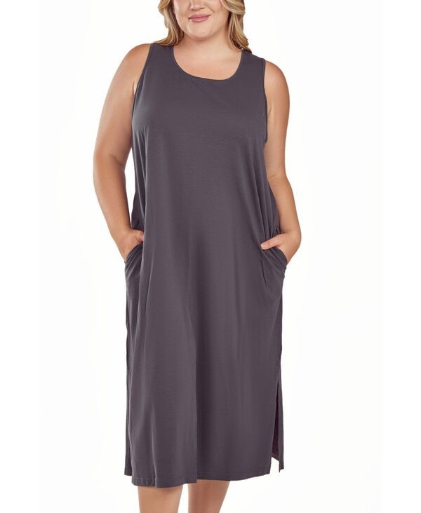 アイコレクション レディース アンダーウェア ナイトウェア プラスサイズ ニット iCollection Plusize Soft Knitank Dress with Side Pockets Ch
