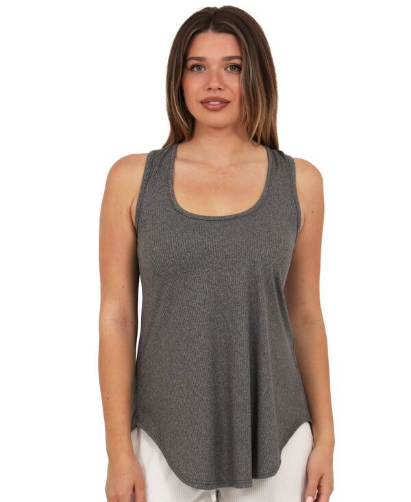 24 セブンコンフォート レディース トップス タンクトップ リブ 24seven Comfort Apparel Womens Ribbed Scoop Neck Tank Top Smoke スモ