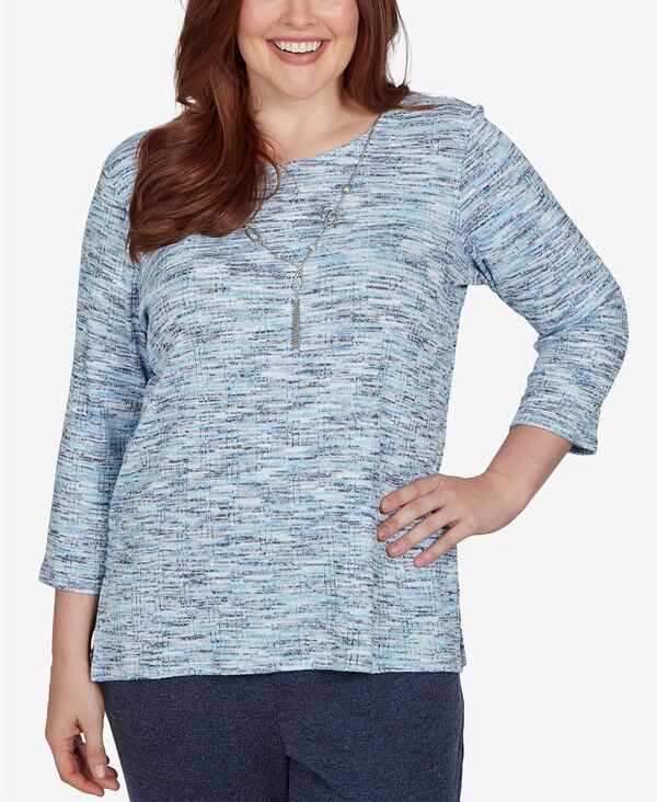 アルフレッド ダナー レディース トップス シャツ プチ レース Alfredunner Petite Space Dye Top with Necklace Indigo インディゴ