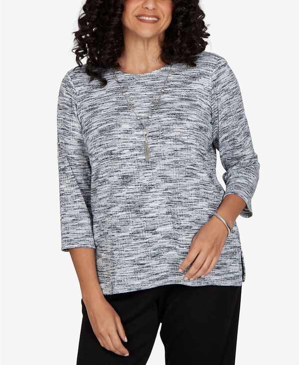 アルフレッド ダナー レディース トップス シャツ プチ レース Alfredunner Petite Space Dye Top with Necklace BlackGray ブラック 14,336円