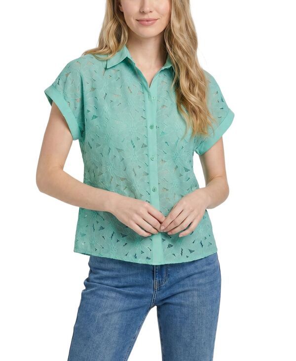 ニューヨークコレクション レディース トップス シャツ プチ 半袖 NY Collection Petite ShortSleeveyeletop Aquarelle