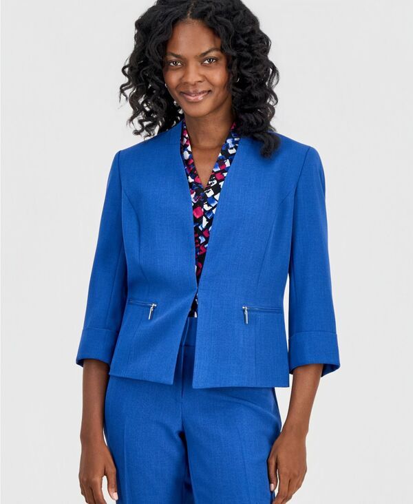 カスパール レディース アウター ジャケット・ブルゾン ブレザー Kasper Womens Collarless ZipPocket CuffedSleeve Blazer Blue Night ブ 28,350円