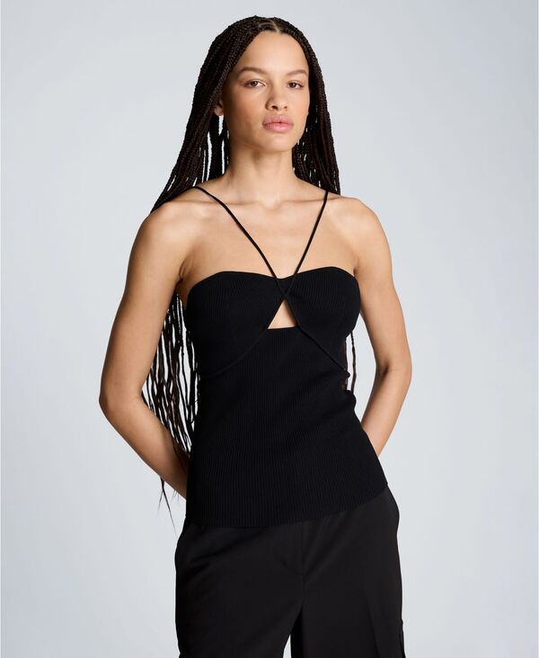 ケネスコール レディース アウター ニット・セーター リブ ホルター Kenneth Cole Womens Ribbed Halter Neck Sweater Black ブラック