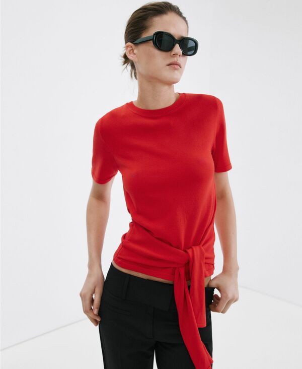 マンゴ レディース アウター ニット・セーター MANGO Womens Bow Detail Sweater Intense Red レッド 13,125円