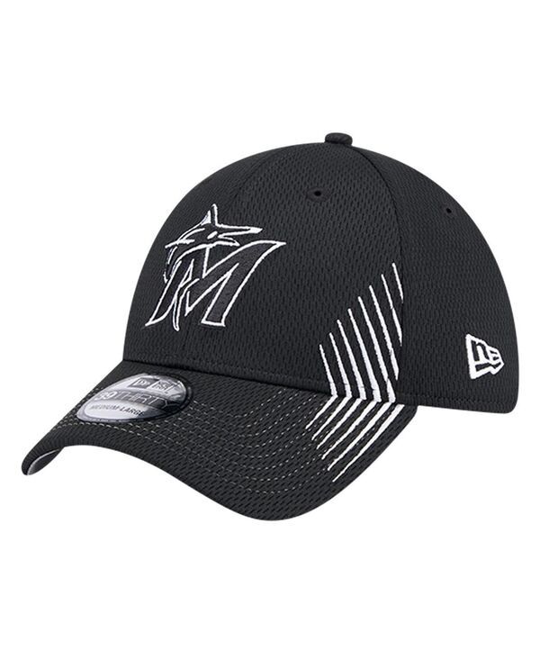ニューエラ メンズ アクセサリー 帽子 New Era Mens Black Miami Marlins Active Dash Mark 39THIRTY Flex Hat Black ブラック 10,625円