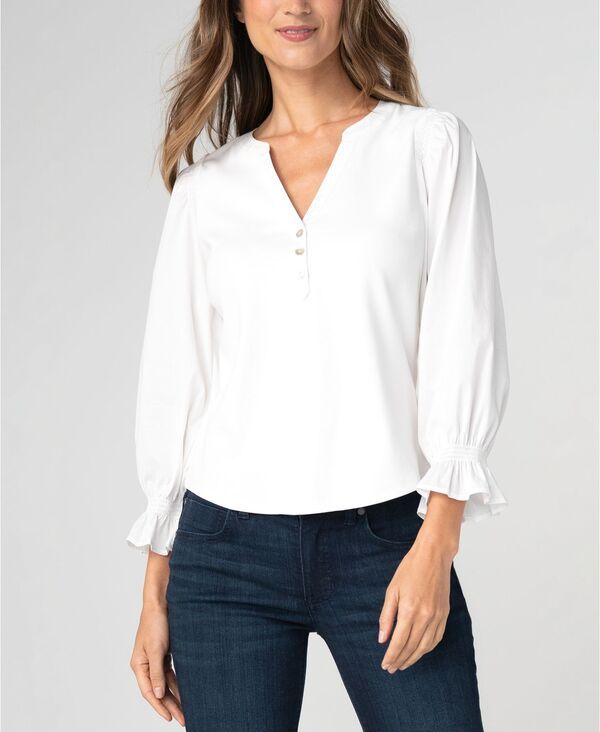 リヴァプール ロサンゼルス レディース トップス シャツ Vネック プチ ブラウス Liverpoolos Angeles Petite Modified VNeck Blouse White ホワイ 19,066円