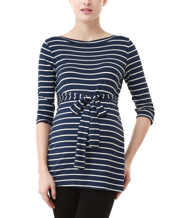キミアンドカイ レディース トップス シャツ マタニティ kimi kai Maternity Striped Boat Neck Top Navyivory アイボリー 7,650円