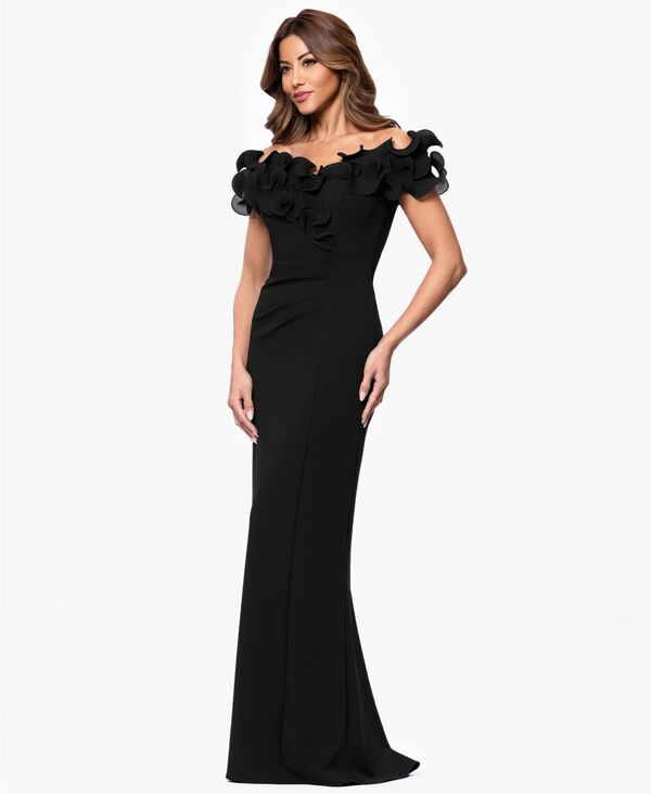 エスケープ レディース トップス ワンピース クレープ フリル XSCAPE Womens RuffledOffTheShoulder Crepe Gown Black ブラック 44,880円