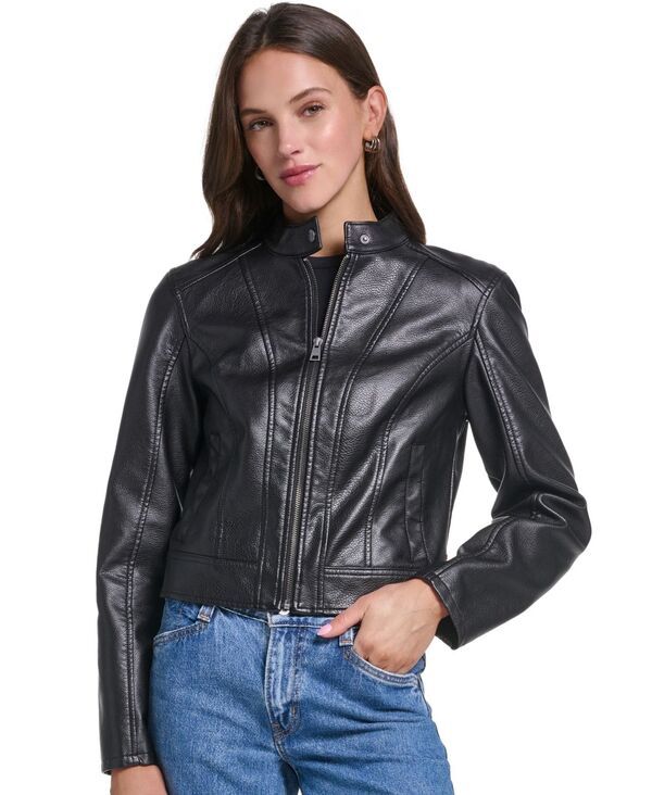 リーバイス レディース アウター ジャケット・ブルゾン レザー フェイクレザー Levis Womens Faux Leatheracer Jacket Blk Black ブラック