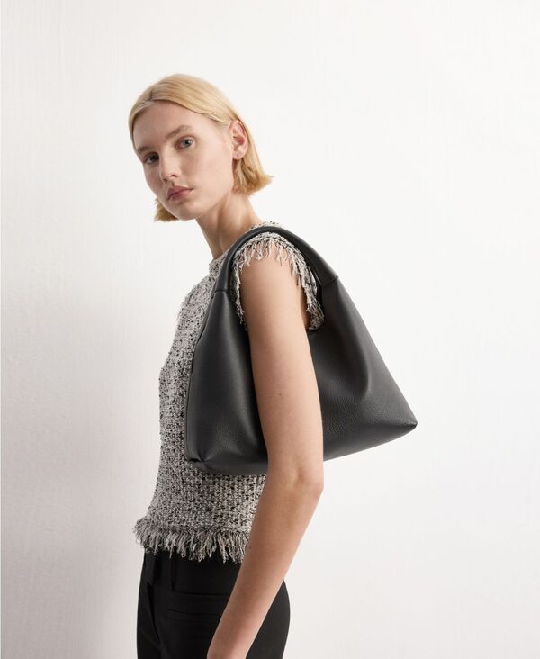 マンゴ レディース トップス シャツ フリンジ MANGO Womens Fringe Trim Top Black ブラック