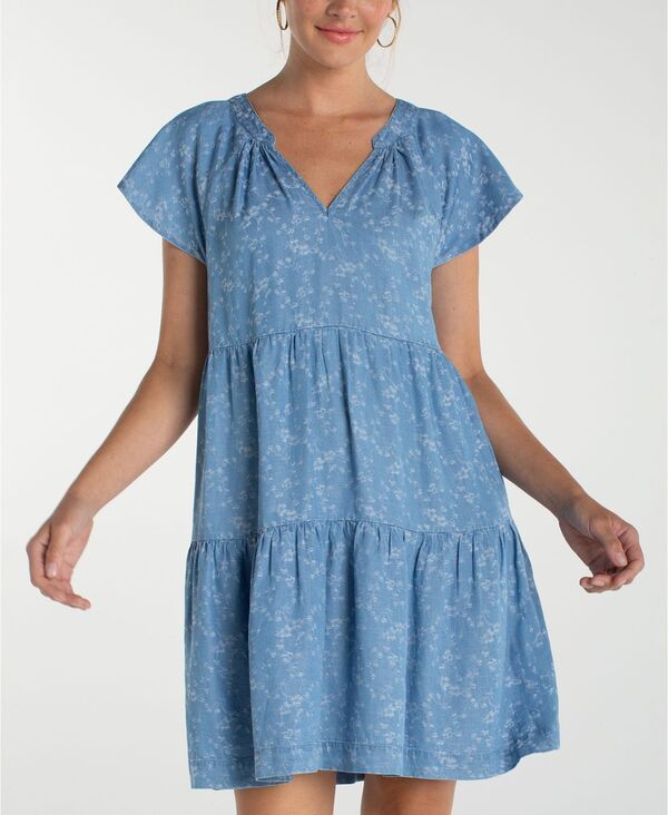 リヴァプール ロサンゼルス レディース トップス ワンピース Vネック ティアード Liverpoolos Angeles Womens Tie red VNeck Dress Indigo Rose