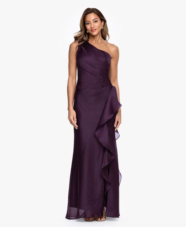 エスケープ レディース トップス ワンピース フリル ワンショルダー XSCAPE Womens OneShoulderuffle Detail Ball Gown Plum プラム