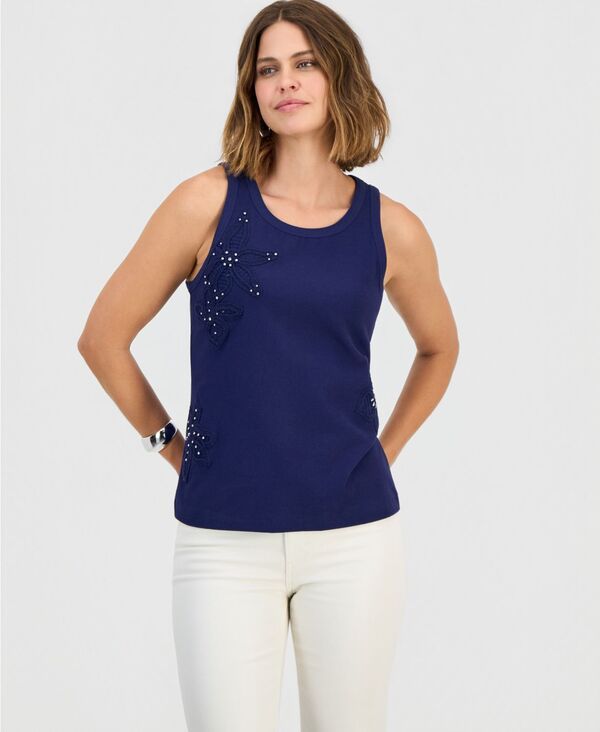 アイエヌシー インターナショナル コンセプト レディース トップス タンクトップ INC International Concepts Womens Crochet Crystal Embellish