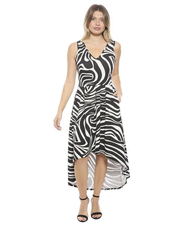 24 セブンコンフォート レディース トップス ワンピース ミディ ノースリーブ 24seven Comfort Apparel Womens Zebra Sleeveless Fit N Flare