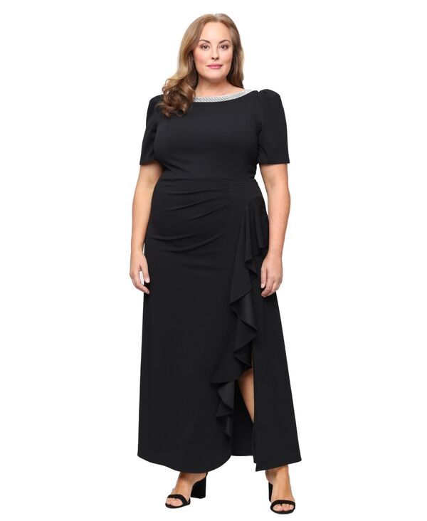 アレックスイブニングス レディース トップス ワンピース プラスサイズ フリル Alex Evenings Plusizembellished BoatNeck Cascade Ruffle Gown 48,480円