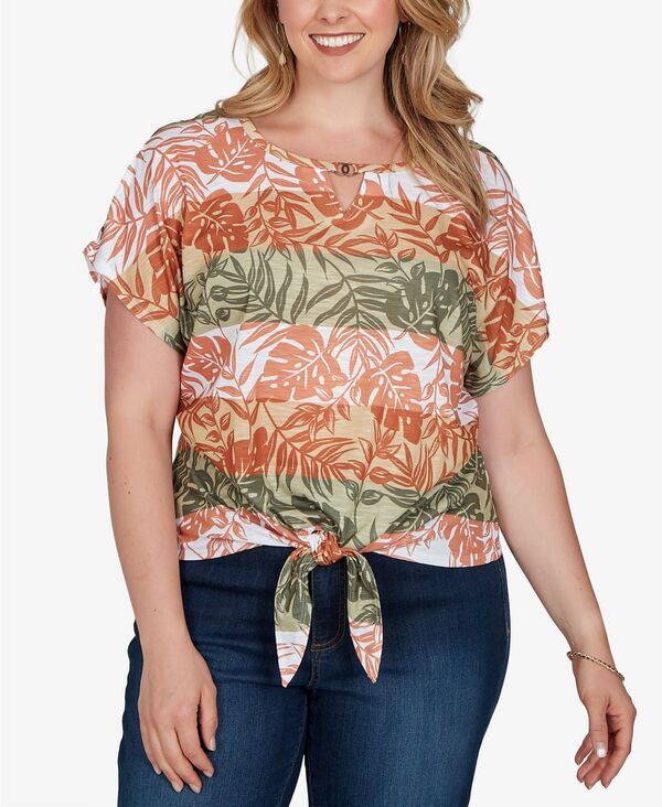 ハーツオブパーム レディース トップス シャツ プラスサイズ プリント ニット HEARTS OF PALM Plusize Printed KnitieFrontop Spice Multi マルチ