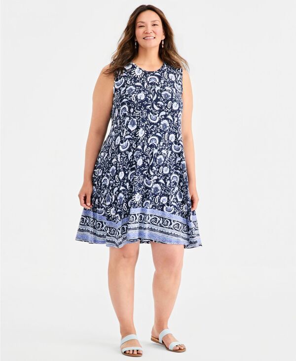 スタイルアンドコー レディース トップス ワンピース プラスサイズ プリント ノースリーブ Style Co Plusize Sleeveless Printed Flip Flop Dress Pa