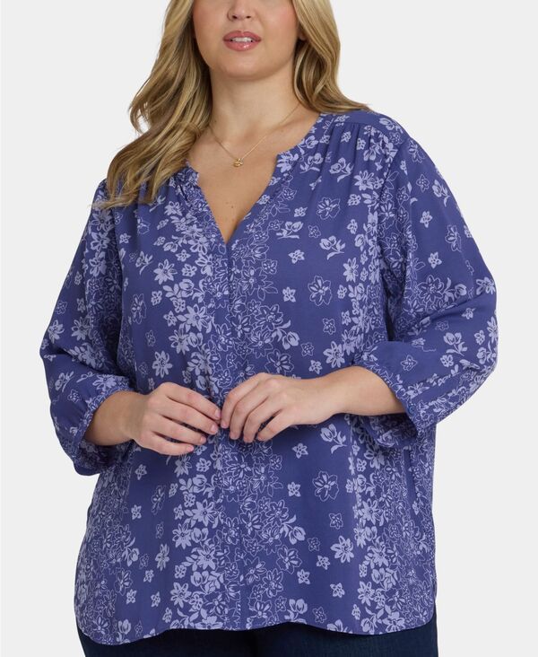 エヌワイディージェイ レディース トップス シャツ プラスサイズ NYDJ Plusize Pintuck Split Neck Top Bonnelles