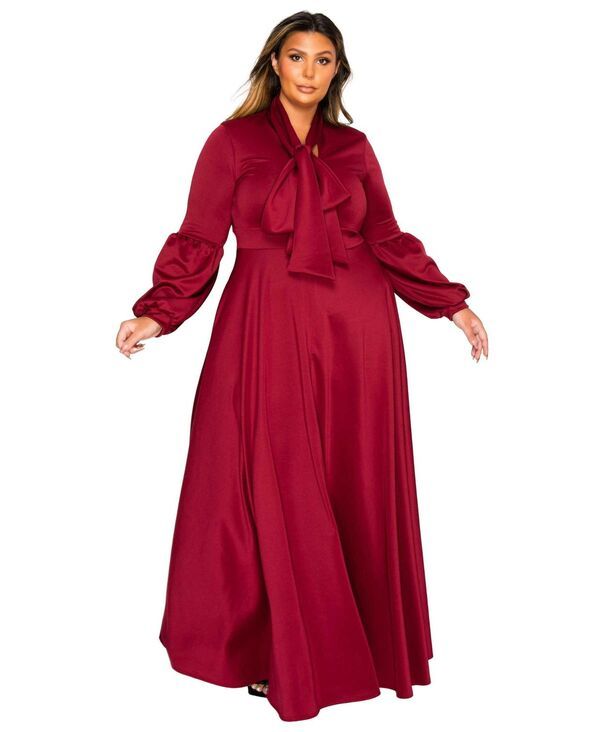 リブド レディース トップス ワンピース プラスサイズ L I V D Plusize Bella Donna Dress with Ribbon and Bishop Sleeves Burgund 26,100円