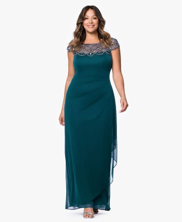 エスケープ レディース トップス ワンピース XSCAPE Womens BoatNeck Long Sheath Dress Neo Emerald エメラルド