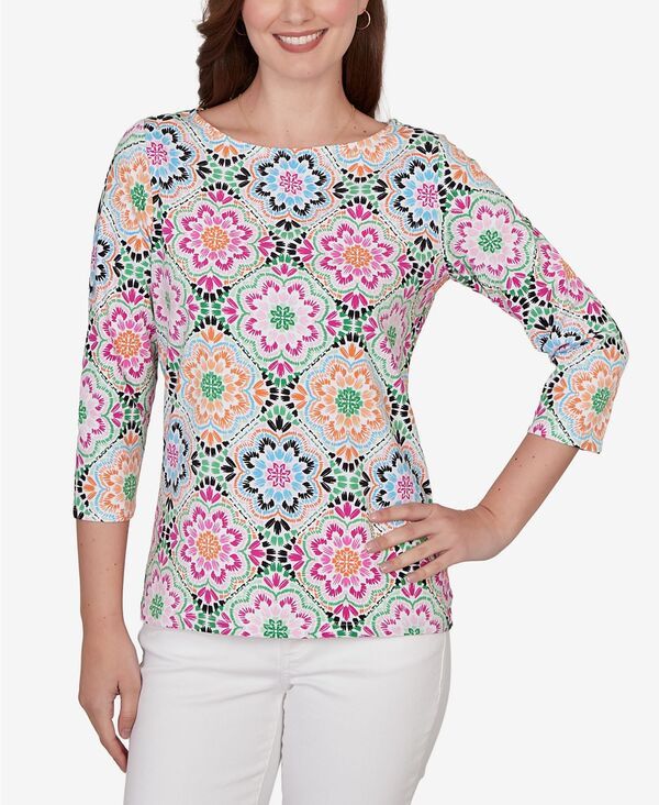 ルビーアールディー レディース トップス シャツ フラワー柄 プチ ニット フラワー Ruby Rd Petite Kaleidoscope Floral Boat Necknitop Sprin g 9,475円