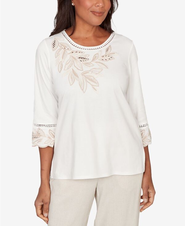 アルフレッド ダナー レディース トップス シャツ プチ フリル Alfredunner Petite Natural Wonder Embellished Leaf Ruffle Sleeve To