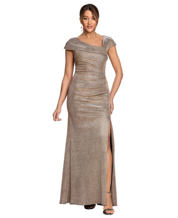 エスケープ レディース トップス ワンピース アシンメトリー プチ トール XSCAPEtite Glitter Metallic Asymmetrical Sheath Ball Gown Sand