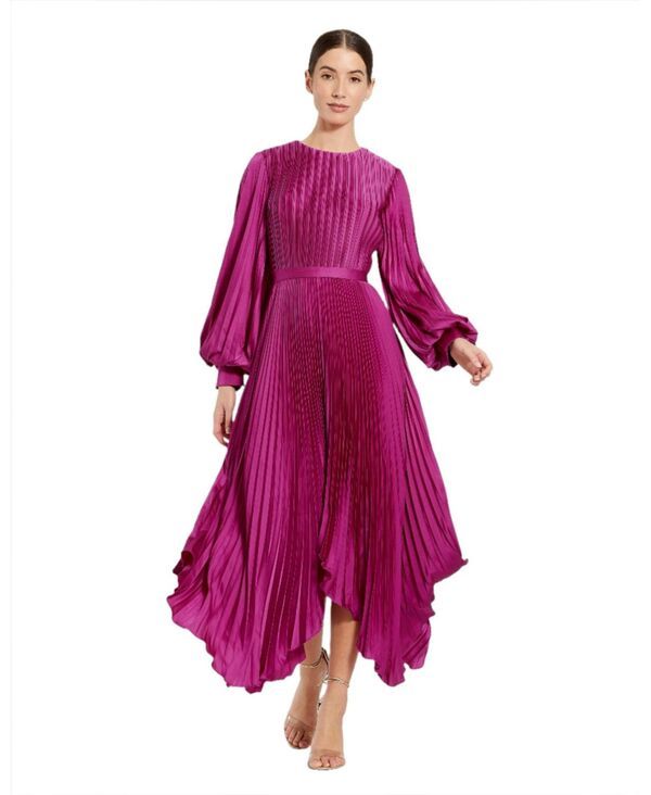 マックダガル レディース トップス ワンピース プチ プリーツ ミディ Mac Duggal Petite Pleated Charmeuse Midi Dress withandkerchief H