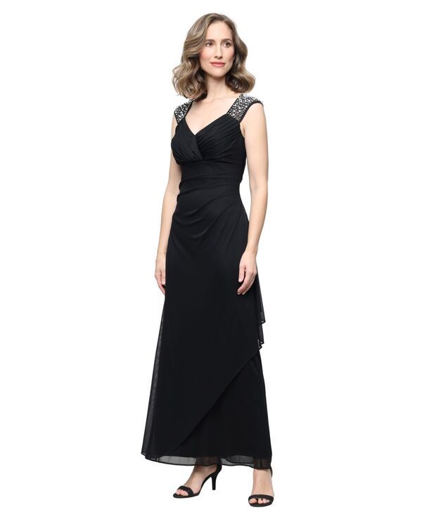 アレックスイブニングス レディース トップス ワンピース プチ ノースリーブ Alex Evenings Petite Sweetheart Neck Sleeveless Gown Dress Bl