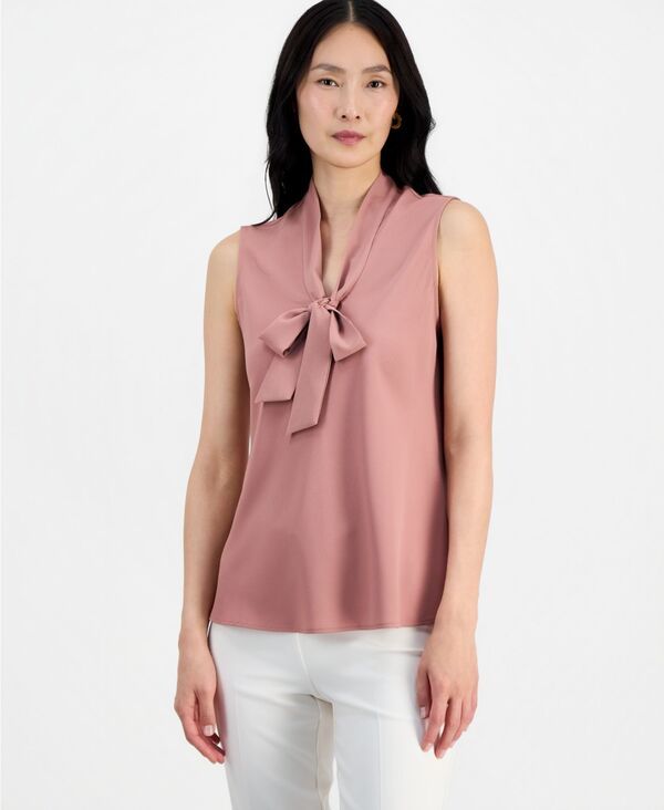 カスパール レディース トップス シャツ ノースリーブ Kasper Womensleeveless TieNeck Top Tearose
