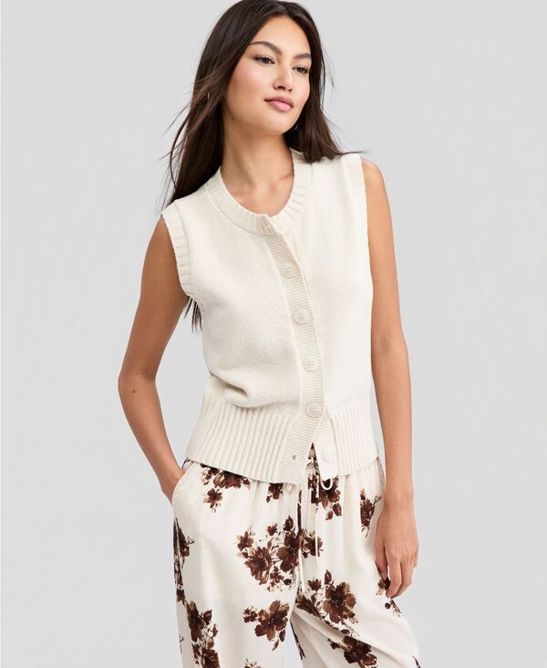 アンドノウディス レディース アウター ニット・セーター クルーネック プチ ベスト And Now This Petite Crewneck ButtonFront Sweater Vest Pal 9,734円
