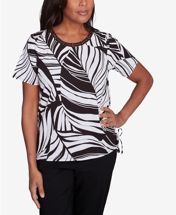 アルフレッド ダナー レディース トップス シャツ プチ Alfredunner Petite Twisted Leaves with Side Tie Top Black White 10,570円