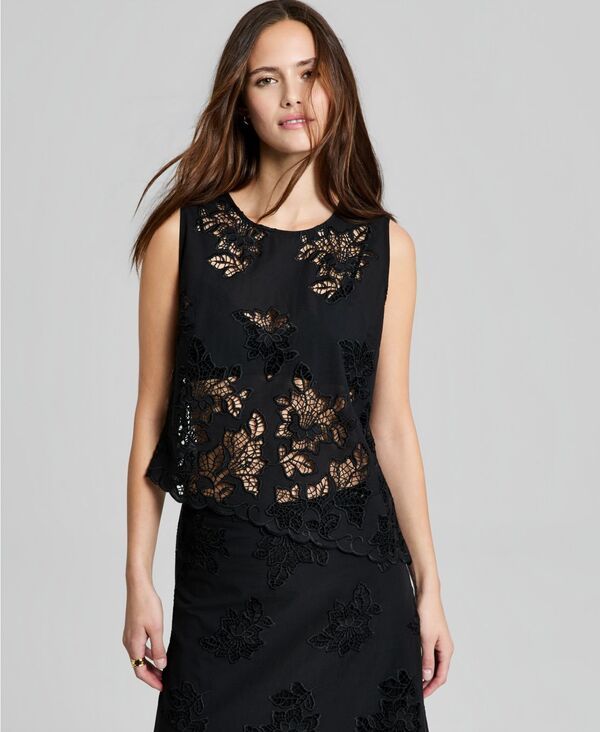アンドノウディス レディース トップス シャツ アシンメトリー コットン And Now This Womens Cotton Eyelet Asymmetric Top Black ブラック 7,984円
