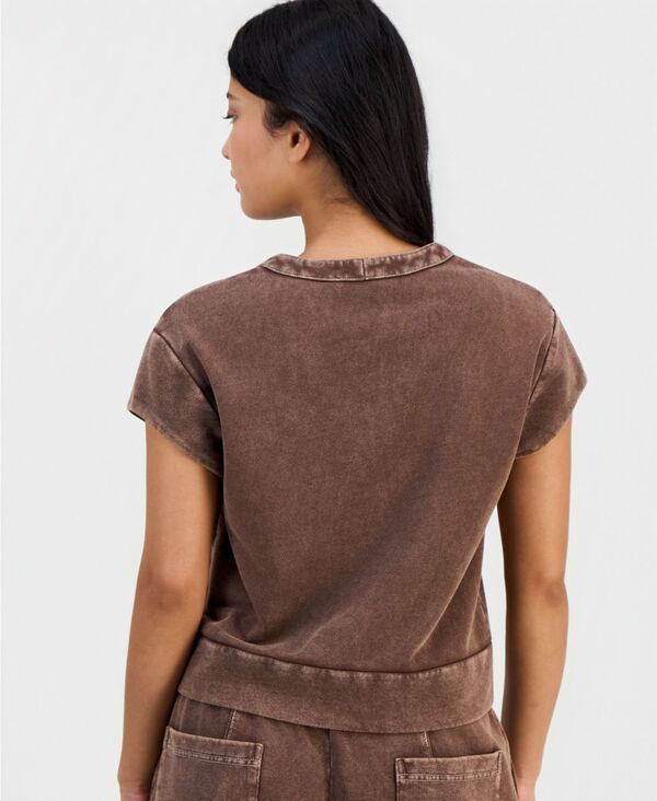 アンドノウディス レディース トップス シャツ プチ パイル キャップスリーブ キャップ And Now This Petite French Terry SplitNeck CapSleeve To アンドノウディス レディース トップス シャツ プチ パイル キャップスリーブ キャップ And Now This Petite French Terry SplitNeck CapSleeve To