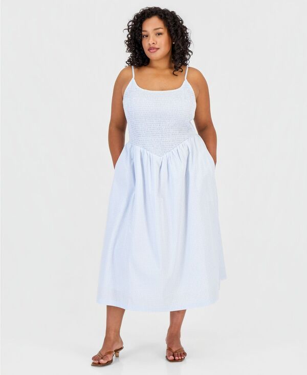 アンドノウディス レディース トップス ワンピース ギンガムチェック ミディ シャーリング コットン ギンガム And Now This Womens Cotton Gingham Smocked M 6,920円