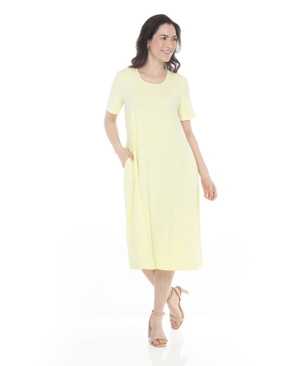 ホワイトマーク レディース トップス ワンピース ミディ Tシャツ White Mark Womens Tee Swing Midi Dress Yellow イエロー