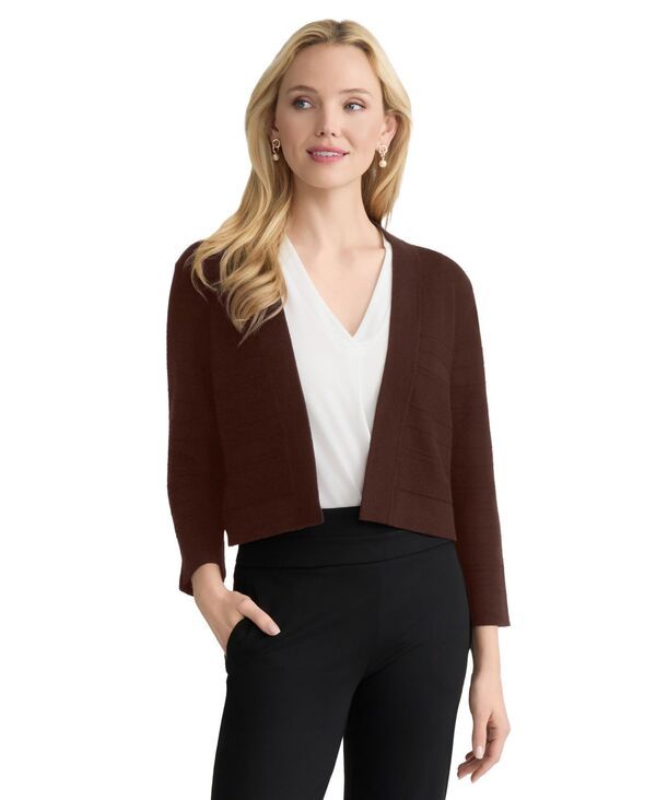 ジョーンズニューヨーク レディース アウター ニット・セーター コットン クロップド Jones New York Womens CottonBlend Cropped Shrug Fudge
