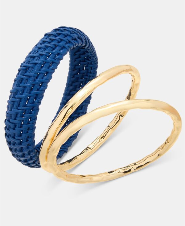 スタイルアンドコー レディース アクセサリー ブレスレット・バングル・アンクレット Style Co GoldTone and Rattan Braceletset of 3 Blue ブルー