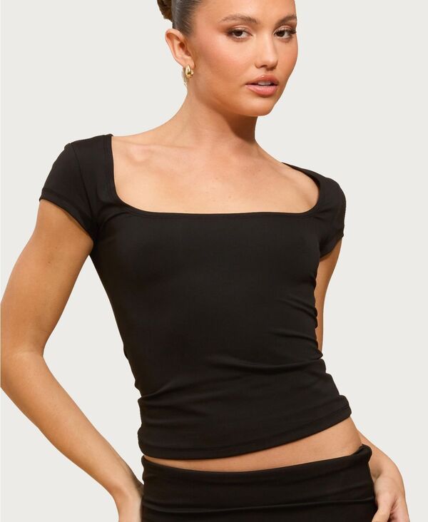 アディクテッド レディース トップス シャツ Edikted Womens Delaney Square Neck Top Black ブラック