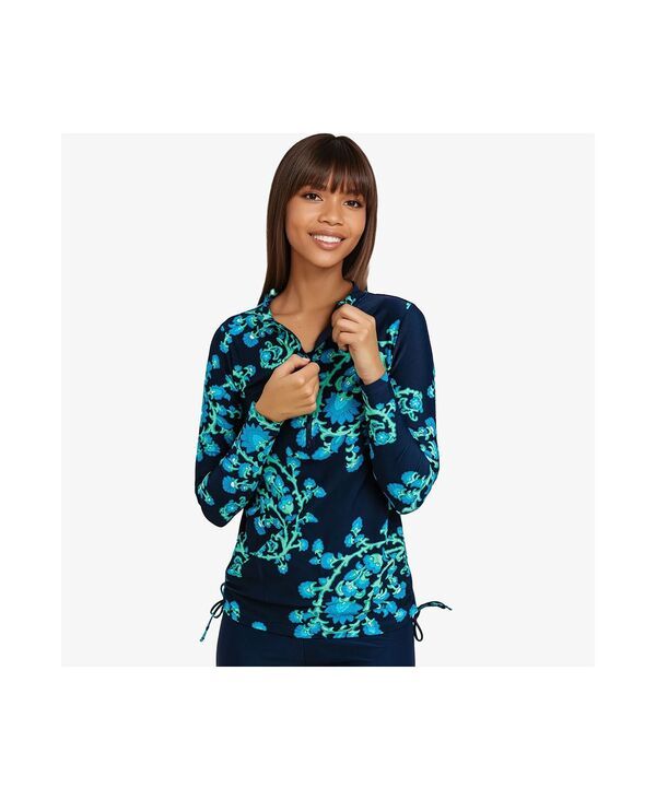 カリプサ レディース 水着 トップのみ Calypsa Womens HalfZip Nora Swim Top Barbados blue ブルー 9,216円