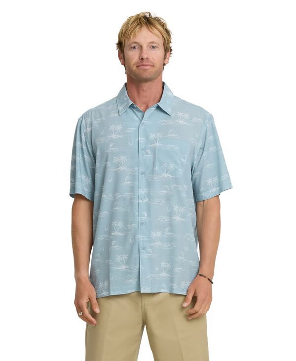 クイックシルバー ウォーター マン メンズ トップス シャツ 半袖 Quik silver Waterman Mens Mix Perform ShortSleeve Shirt Dusty Blue