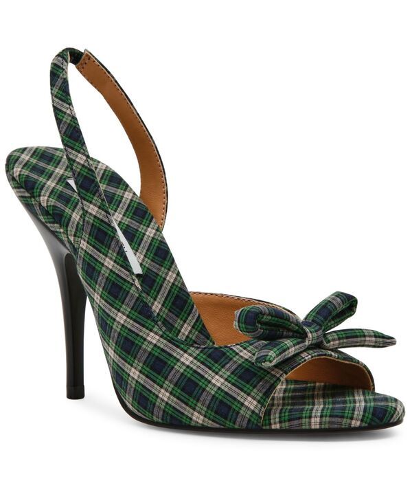 スティーブ マデン レディース シューズ サンダル Steve Madden Womens Flounce Slingback Bow Dressandals Green Plaid グリーン