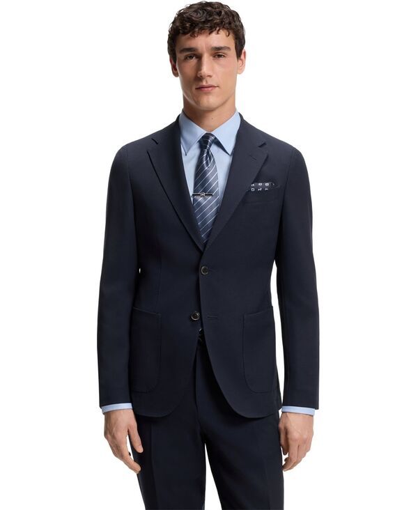 ヒューゴボス メンズ アウター ジャケット・ブルゾン ウール シルク ブレザー Hugo Boss Mens Virgin WoolSilk SlimFit Blazer Dark Blue ブルー