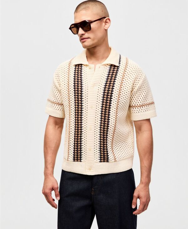 モードオブワン メンズ アウター ニット・セーター 半袖 Mode of One Mens RelaxedFitextu red ShortSleeve Sweater Off White オフホワイ