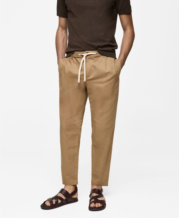 マンゴ メンズ ボトムス カジュアルパンツ MANGO MenslimFit Drawstring Detail Pants Brown ブラウン 13,305円