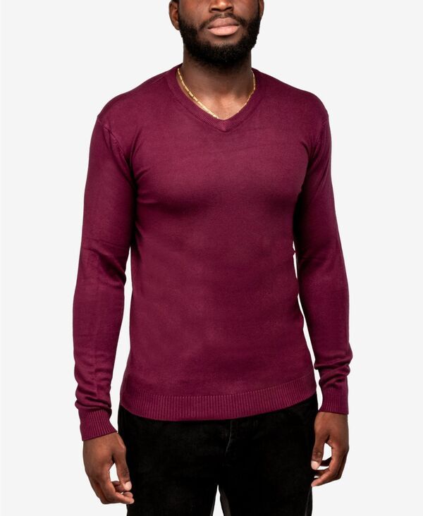 エックスレイ メンズ アウター ニット・セーター Vネック XRAY Mens Basic VNeck Sweater Plum プラム